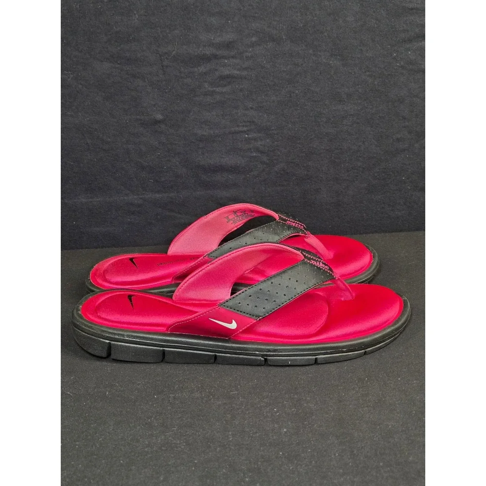 Nike Comfort Footbed Flip Flop Sandals Womens 10 Pink Black Thong 384525-601
